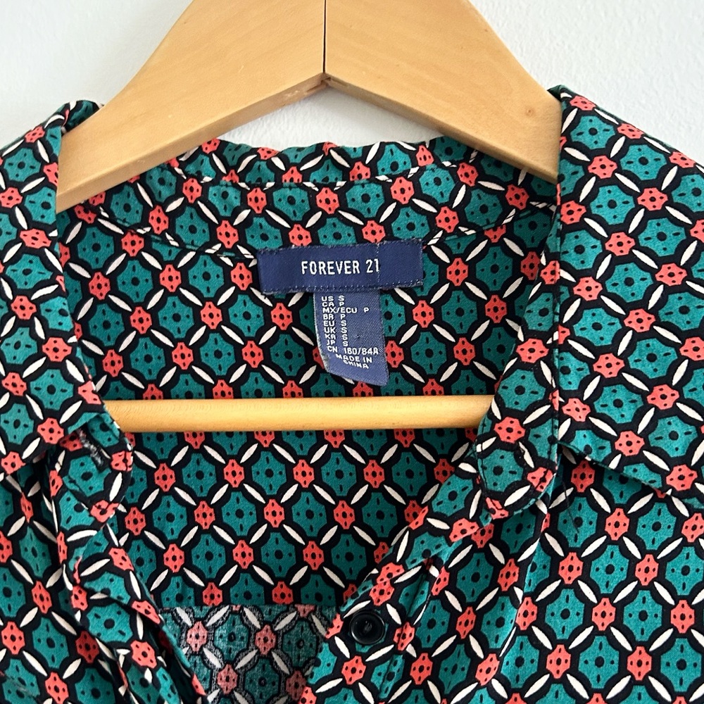 F21 patterned button down